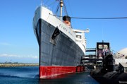 Die Queen Mary am Kai von Long Beach