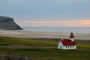 Einsame Kirche im Westen bei Latrabjarg