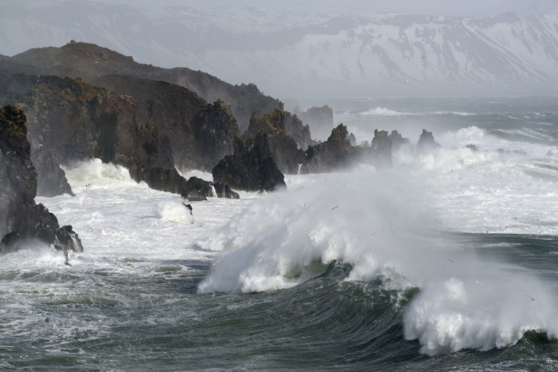 Windst�rke 11 �ber dem Atlantik bei Sn�fellsnes